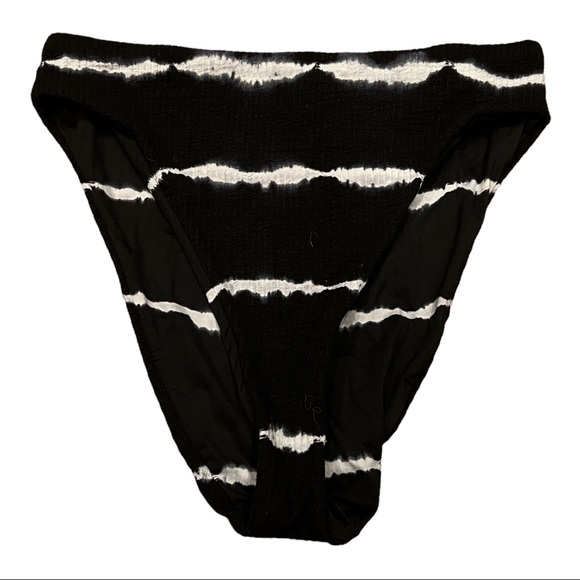 Becca Black White Tie Dye Iconic High Waist Bikini Bottoms NWOT (M) - Picture 5 of 10